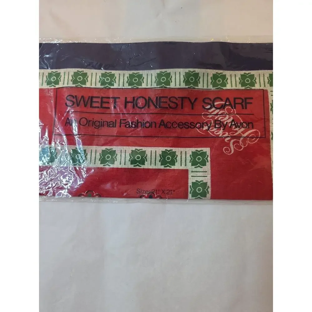 NEW Vintage Avon Sweet Honesty Red Blue Scarf Bandana 21